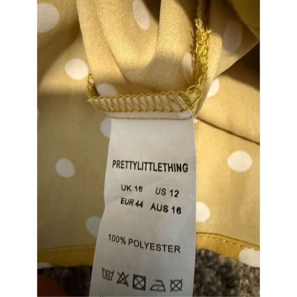 Pretty Little Thing Polka Dot Elastic Waist Maxi Skirt Yellow White Size 12 - Picture 3 of 3
